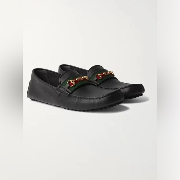 GUCCI Driver Horsebit Loafer Men's Black 624698 1XH10 1066 - Picture 1 of 3